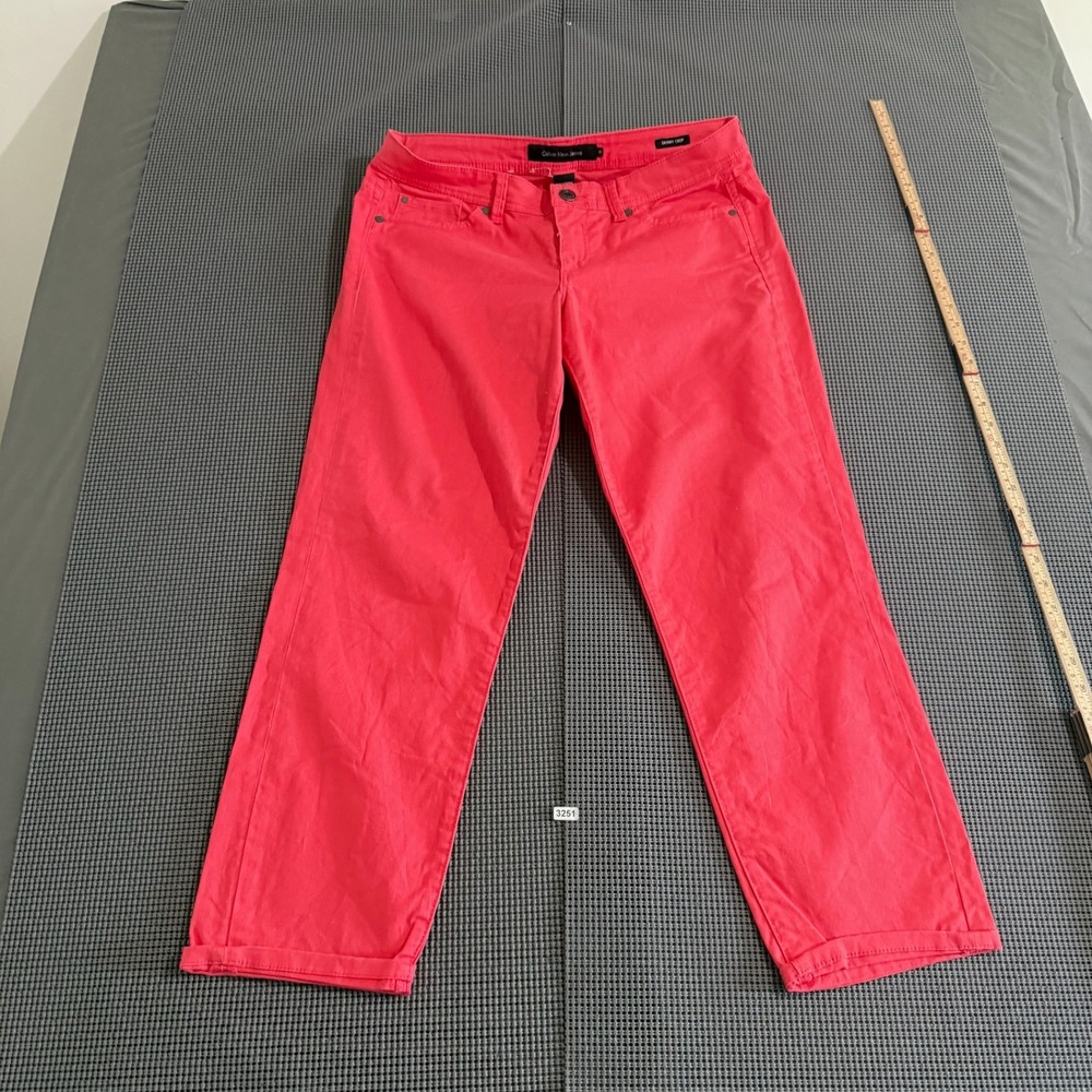 Calvin Klein Jeans Womens Skinny Crop Pink Coral Pants Size 10